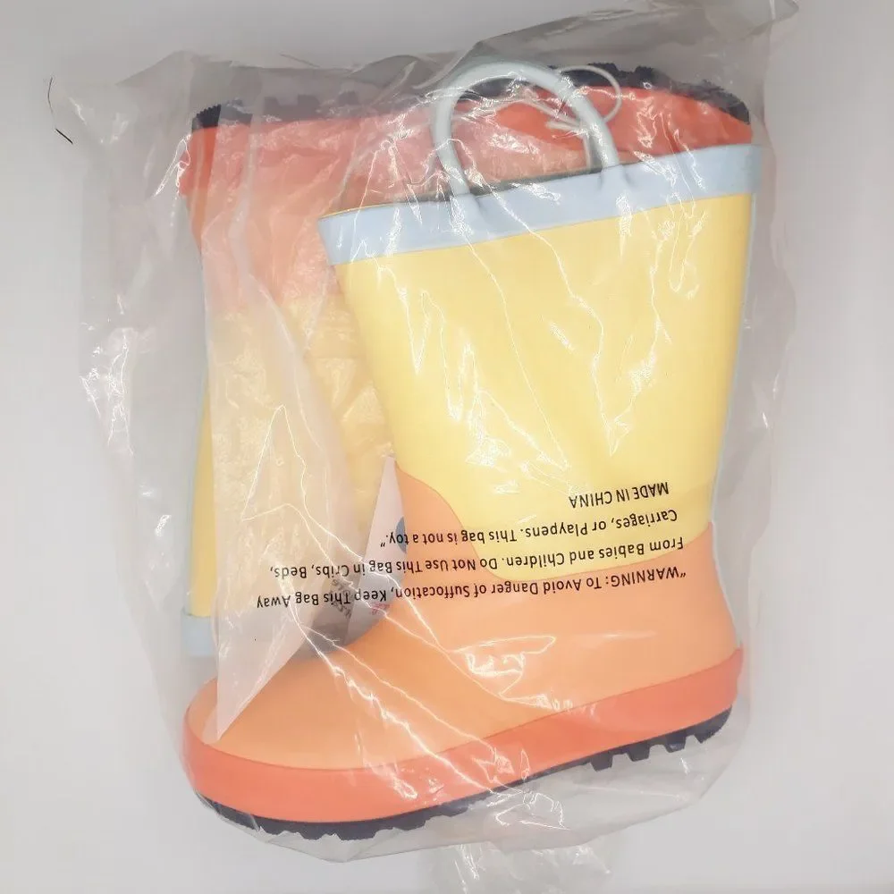 Girls Ali Colorblock Rain Boots ~ Cat and Jack (ORANGE) Sz 12 ~ NEW